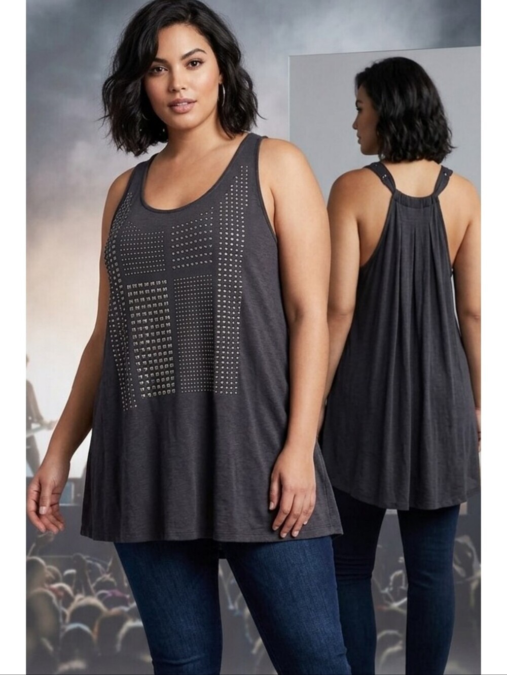 Lane Bryant Embellished Tunic tank top Black Size 22/24